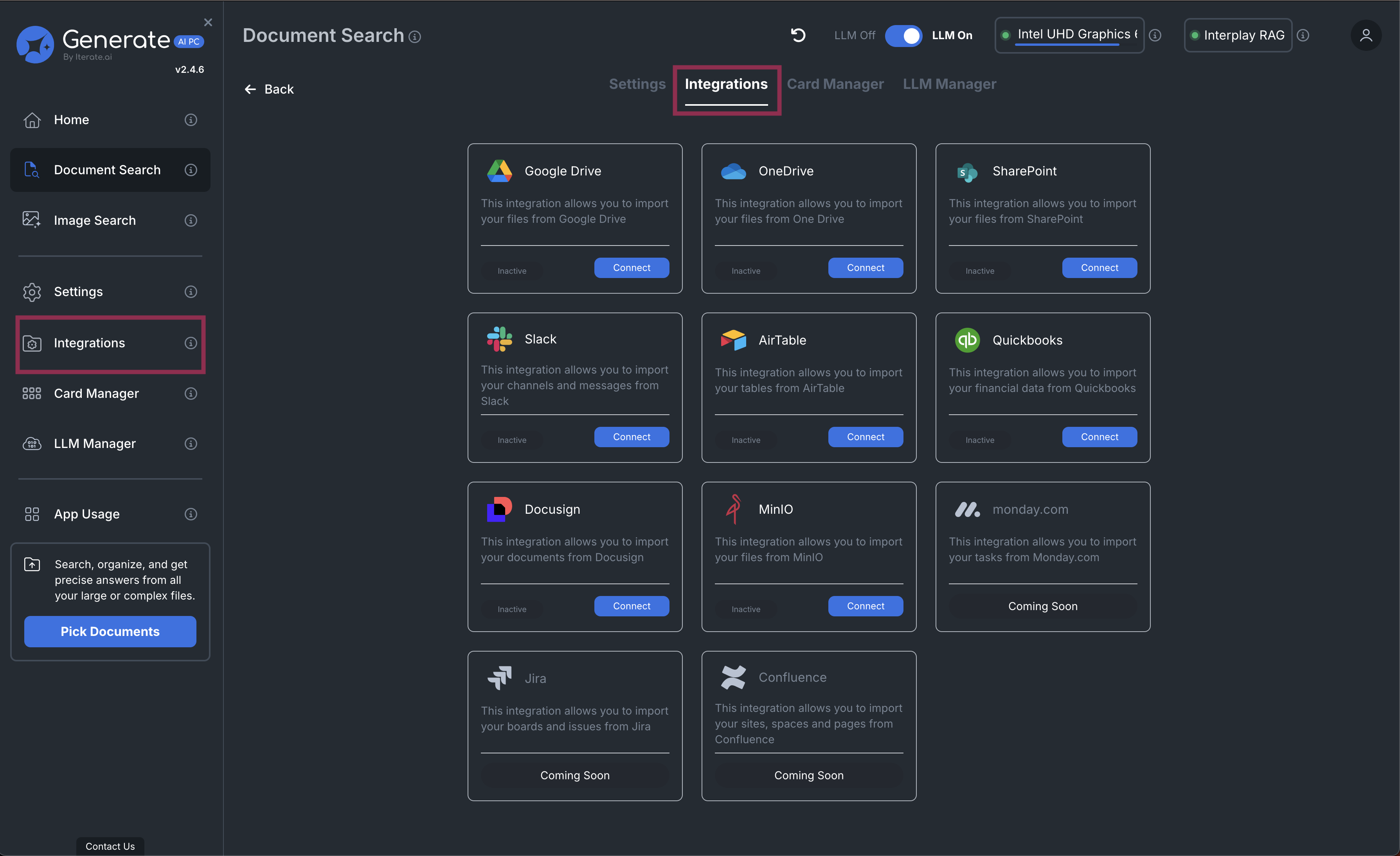 Integrations Tab