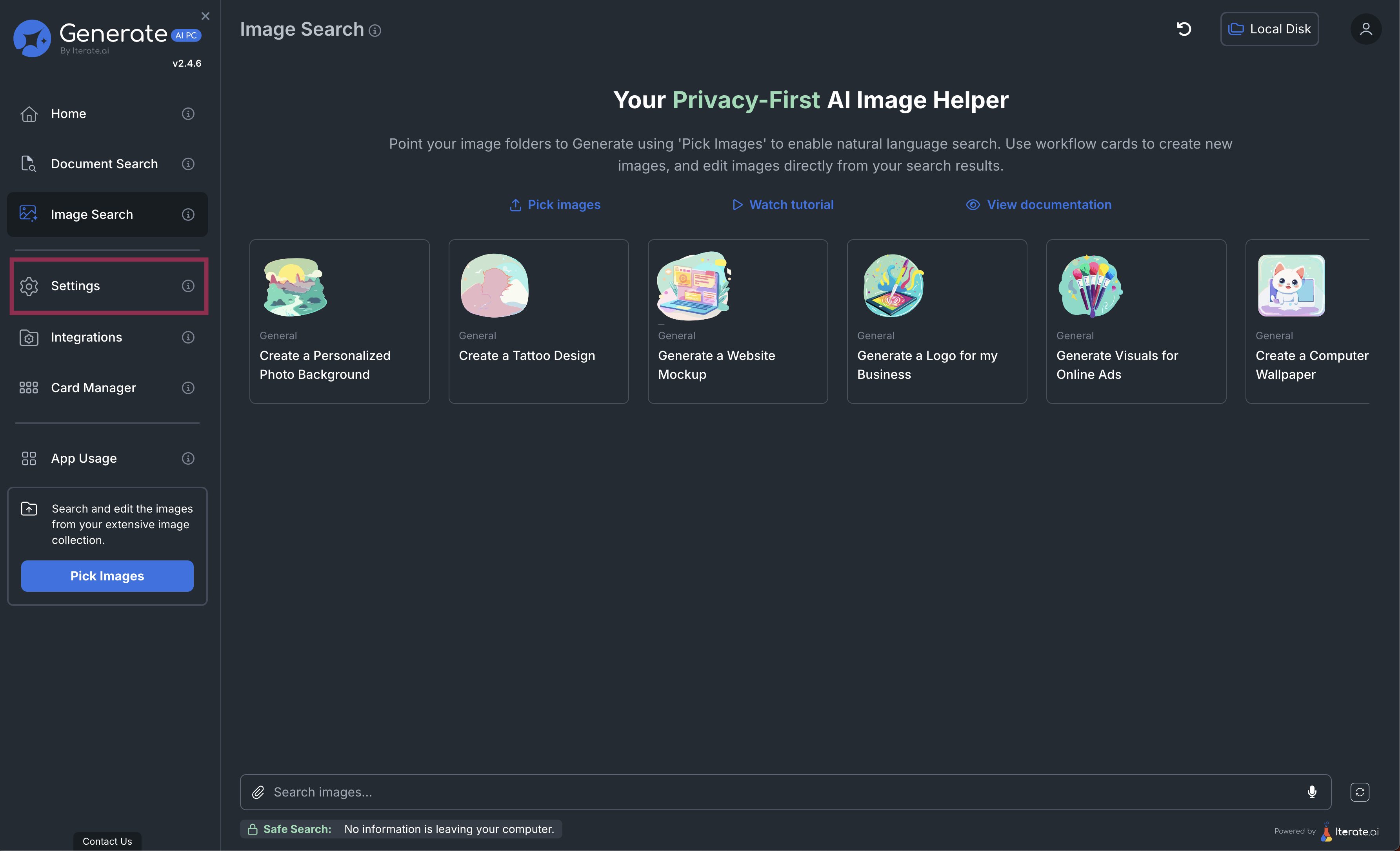 Image Search Settings