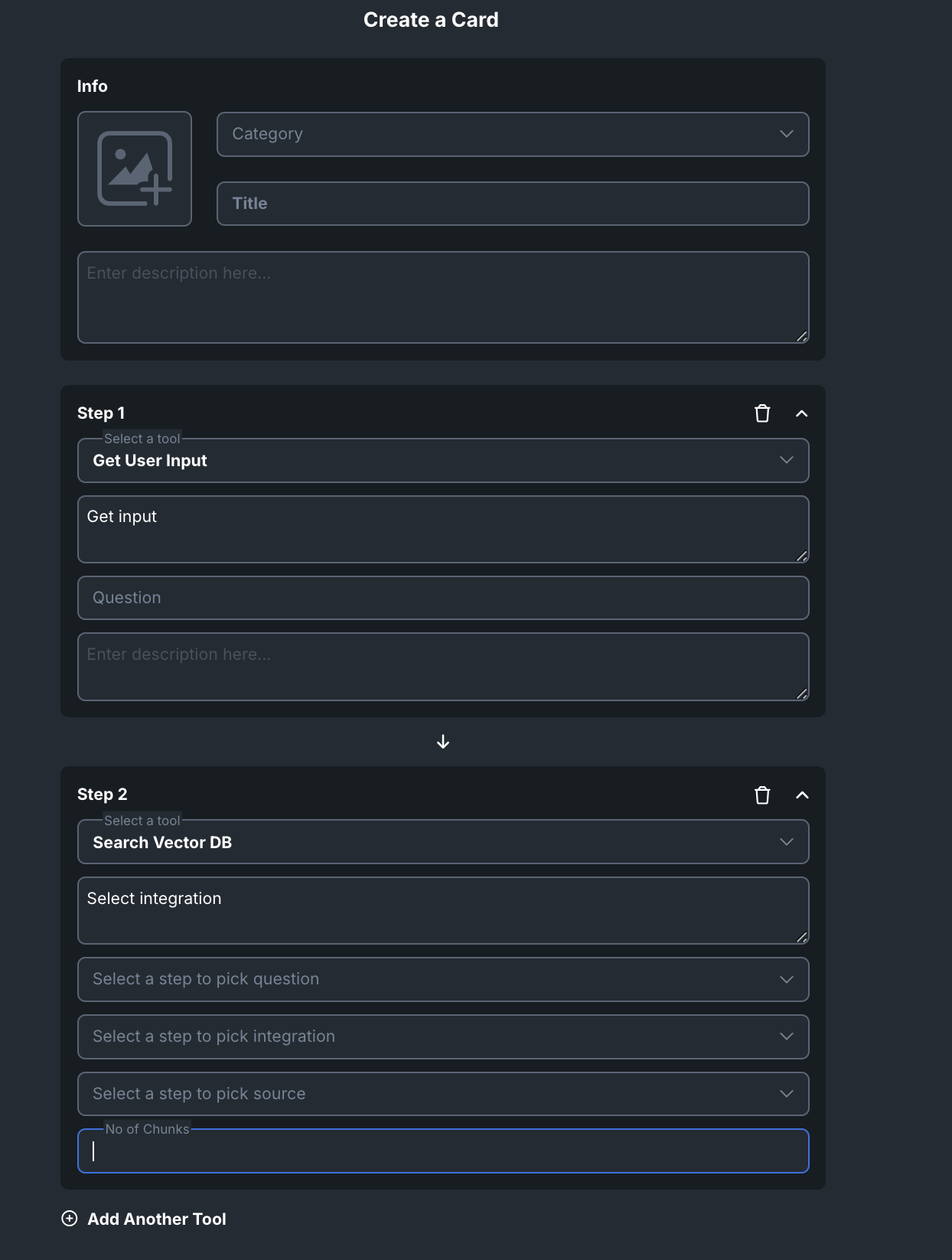 Workflow card creation form